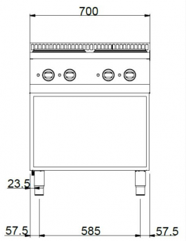 MBM Elektroherd MPQR74A - Standgerät - offenem - 4 rechteckige Kochplatten