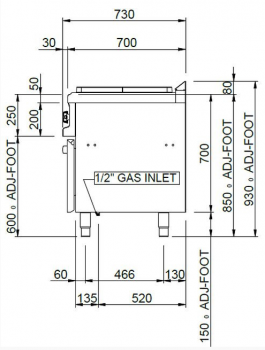 MBM Glühplattenherd MTPG77FG - Standgerät mit Gasbackofen - Gas-Glühplatte