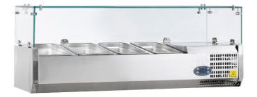 Kühlaufsatzvitrine - 1200 mm Breite - für Behälter: 3xGN1/3