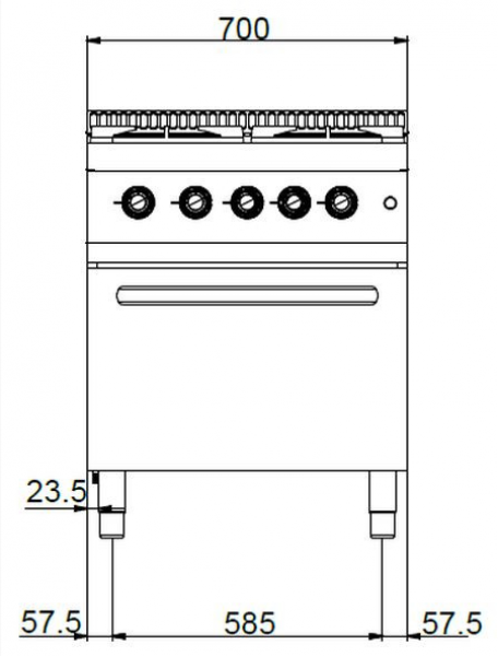 MBM Gasherd MFB77FEVXL - Standgerät mit Umluft-Elektrobackofen - 4 Brenner