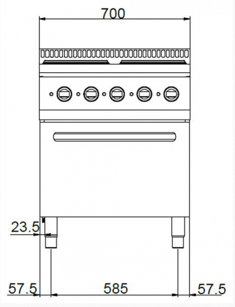 MBM Elektroherd MPQ77FE - Standgerät mit Elektrobackofen - 4 rechteckige Kochplatten