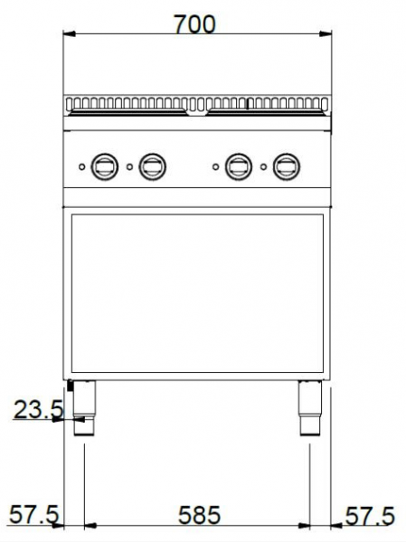 MBM Elektroherd MPQ77A - Standgerät - offen - 4 rechteckige Kochplatten