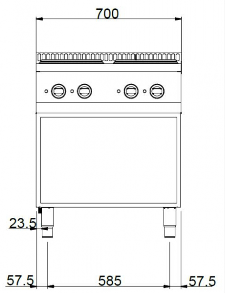 MBM Elektroherd MPQR74A - Standgerät - offenem - 4 rechteckige Kochplatten