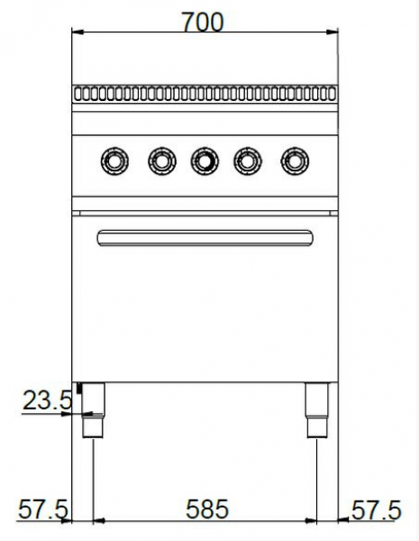 MBM Ceranherd MVC77FE - Standgerät mit Elektro-Backofen - 4 Infrarot-Kochfelder