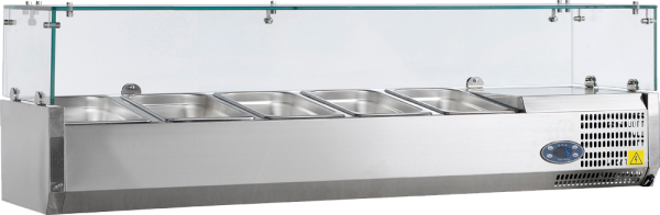 Kühlaufsatzvitrine - 1200 mm Breite - für Behälter: 5xGN1/4