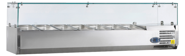Kühlaufsatzvitrine - 1600 mm Breite - für Behälter: 7xGN1/4