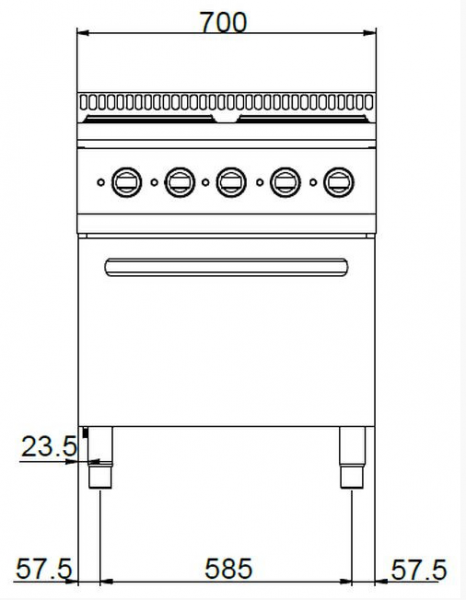 MBM Elektroherd MPQR77FE - Standgerät mit Elektrobackofen - 4 rechteckige Kochplatten