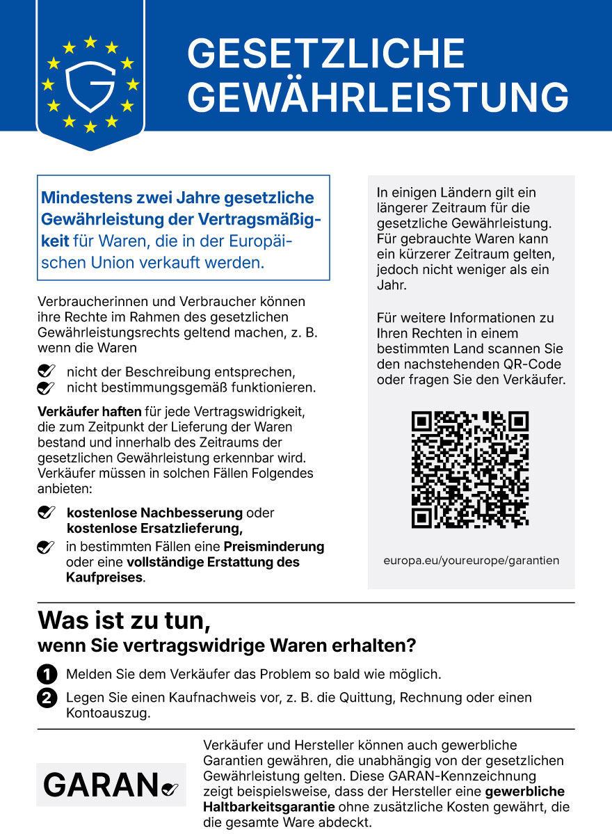 Gesetzliche Gewährleistung - EU-Label