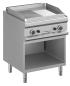 Preview: MBM Gasgrillplatte MFTG77ALRC - Standgerät - offen - ½ glatte + ½ gerillte Grillfläche - verchromt