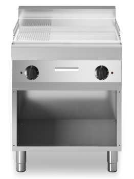 Modular Elektrogrillplatte - Standgerät - offen - 2/3 glatte 1/3 gerillte Bratfläche - verchromt