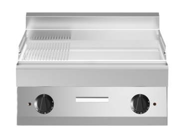 Modular Elektrogrillplatte - Tischgerät - 2/3 glatte 1/3 gerillte Bratfläche - verchromt