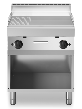 Modular Gasgrillplatte - Standgerät - offen - 2/3 glatte 1/3 gerillte Bratfläche