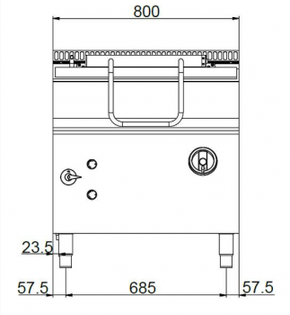 Preview: MBM Gaskippbratpfanne MBRG78A- 1 Edelstahltiegel mit 60 Liter - manuelle Bedienung