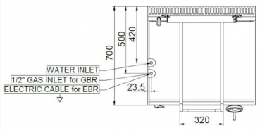 Preview: MBM Gaskippbratpfanne MBRG78A- 1 Edelstahltiegel mit 60 Liter - manuelle Bedienung