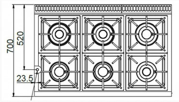 Preview: MBM Gasherd MFB711AFEXL - Standgerät mit Elektrobackofen - 6 Brenner