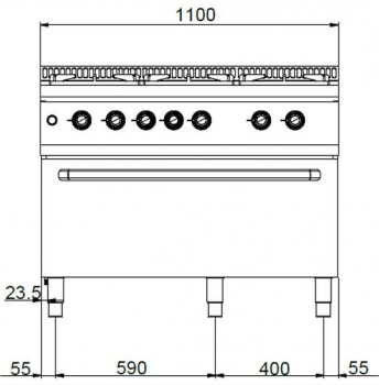 Preview: MBM Gasherd MFB711FGMXL - Standgerät mit Jumbo-Gasbackofen - 6 Brenner
