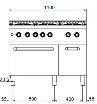 MBM Gasherd MFB711MFG4XL - Standgerät mit Gasbackofen - 4 Brenner