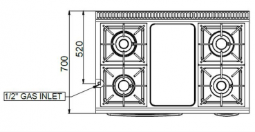 MBM Gasherd MFB711MFG4XL - Standgerät mit Gasbackofen - 4 Brenner