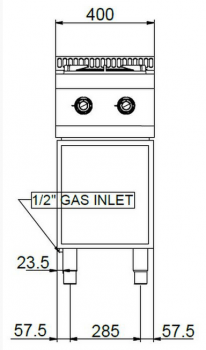 Preview: MBM Gasherd MFB74AXL - Standgerät - offen - 2 Brenner