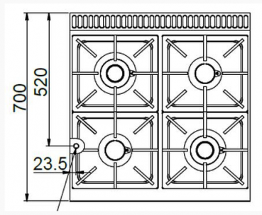 MBM Gasherd MFB77AXL - Standgerät - offen - 4 Brenner