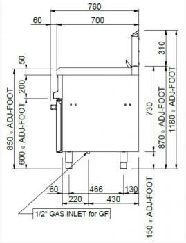 Preview: MBM Fritteuse MFRG74A - Standgerät - geschlossen - 1 Becken mit 14 Liter
