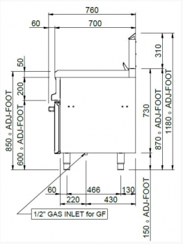 Preview: MBM Fritteuse MFRG77A - Standgerät - geschlossen - 2 Becken à 14 Liter