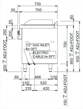 Preview: MBM Grillplatte MFTE74AL - Standgerät - offen - glatte Grillfläche