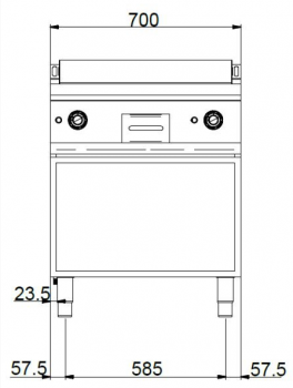 Preview: MBM Grillplatte MFTE77AL - Standgerät -offen - glatte Grillfläche