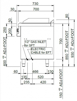 Preview: MBM Grillplatte MFTE77AL - Standgerät -offen - glatte Grillfläche