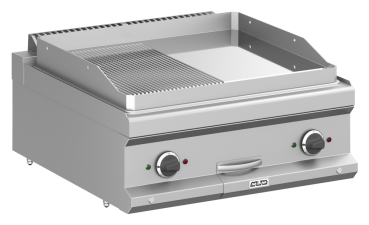 MBM Grillplatte MFTE77TLRC - Tischgerät - ½ glatte + ½ gerillte Grillfläche - verchromt