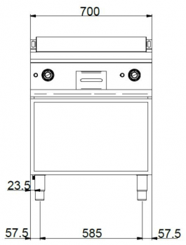 MBM Gasgrillplatte MFTG77ALRC - Standgerät - offen - ½ glatte + ½ gerillte Grillfläche - verchromt