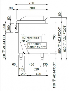 MBM Gasgrillplatte MFTG77ALRC - Standgerät - offen - ½ glatte + ½ gerillte Grillfläche - verchromt