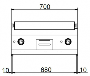 MBM Gasgrillplatte MFTG77TLR - Tischgerät - ½ glatte + ½ gerillte Grillfläche