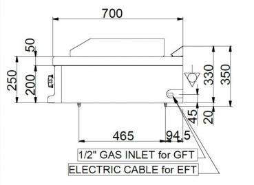 MBM Gasgrillplatte MFTG77TLR - Tischgerät - ½ glatte + ½ gerillte Grillfläche