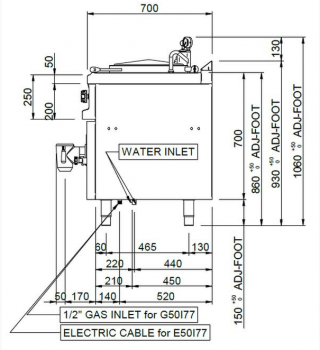 Preview: MBM Gas-Kochkessel MPEG7750I - Volumen: 50 Liter