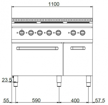 MBM Elektroherd MPQ711FE - Standgerät mit Elektrobackofen - 6 rechteckige Kochplatten