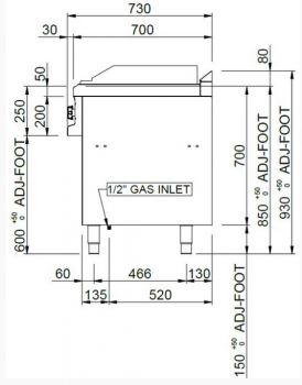 Preview: MBM Lavasteingrill MPLG74A - Standgerät - offen - mit Fleischrost