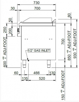 Preview: MBM Lavasteingrill MPLG78A - Standgerät - offen - mit Fleischrost