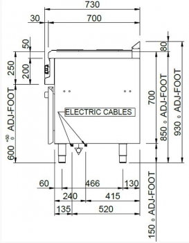 MBM Elektroherd MPQ77FE - Standgerät mit Elektrobackofen - 4 rechteckige Kochplatten