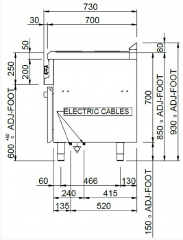 Preview: MBM Elektroherd MPQR77FEV - Standgerät mit Umluft-Elektrobackofen - 4 rechteckige Kochplatten