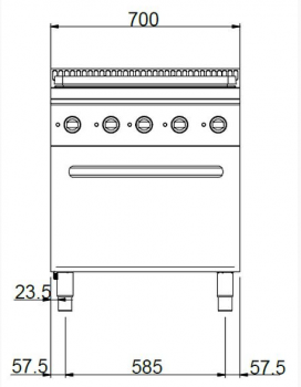 Preview: MBM Glühplattenherd MTPE77FE - Standgerät mit Elektro-Backofen - Elektro-Glühplatte