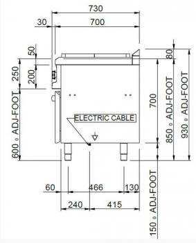 Preview: MBM Glühplattenherd MTPE77FE - Standgerät mit Elektro-Backofen - Elektro-Glühplatte