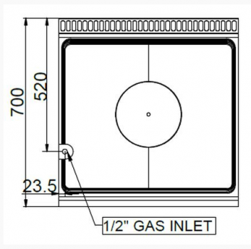 Preview: MBM Glühplattenherd MTPG77A - Standgerät - offen - Gas-Glühplatte