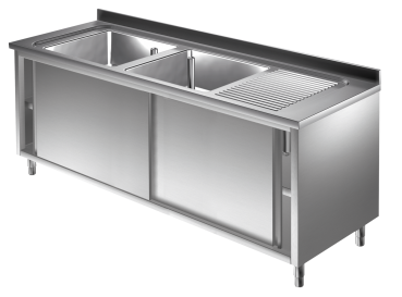 Spülschrank 1,8m - 2 Becken links L50xB50xT30cm AISI 430 - Kopie
