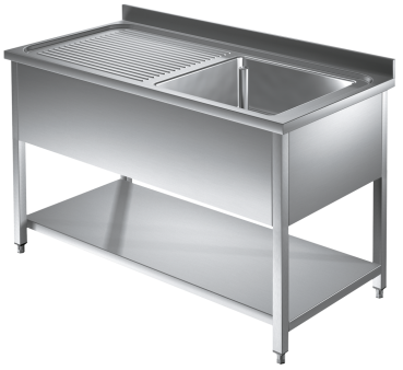 Spültisch mit Grundboden 1,0m - 1 Becken rechts L40xB40xT25cm AISI 430 - Kopie