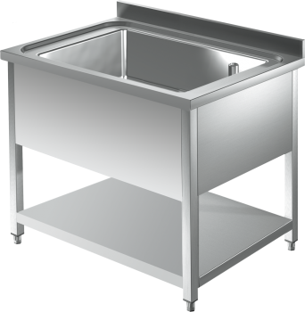 Topf - Spültisch mit Grundboden 1,2m-1 Becken L106xB42xT35cm AISI 430 - Kopie