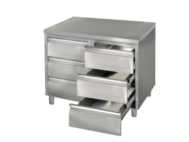 Schubladenschrank 1,0m - mit 6 Schubladen AISI 430
