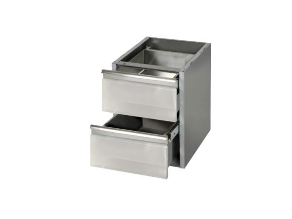 Schubladenelement 2 Schubladen 1/2 Chromstahl AISI 304