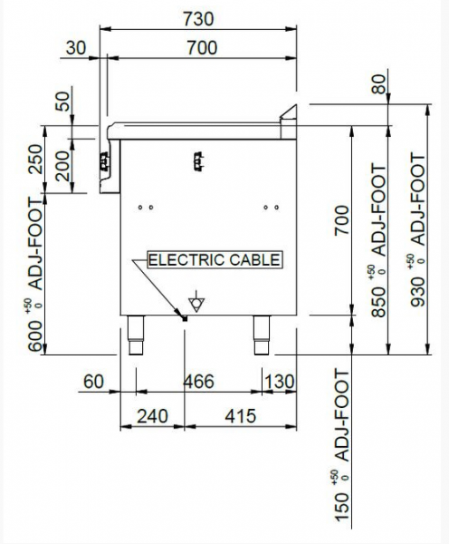 MBM Bainmarie MBME74A - Standgerät mit offenem Unterbau  - GN1/1