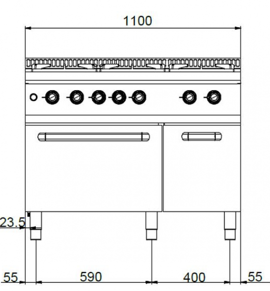 MBM Gasherd MFB711MFG4XL - Standgerät mit Gasbackofen - 4 Brenner